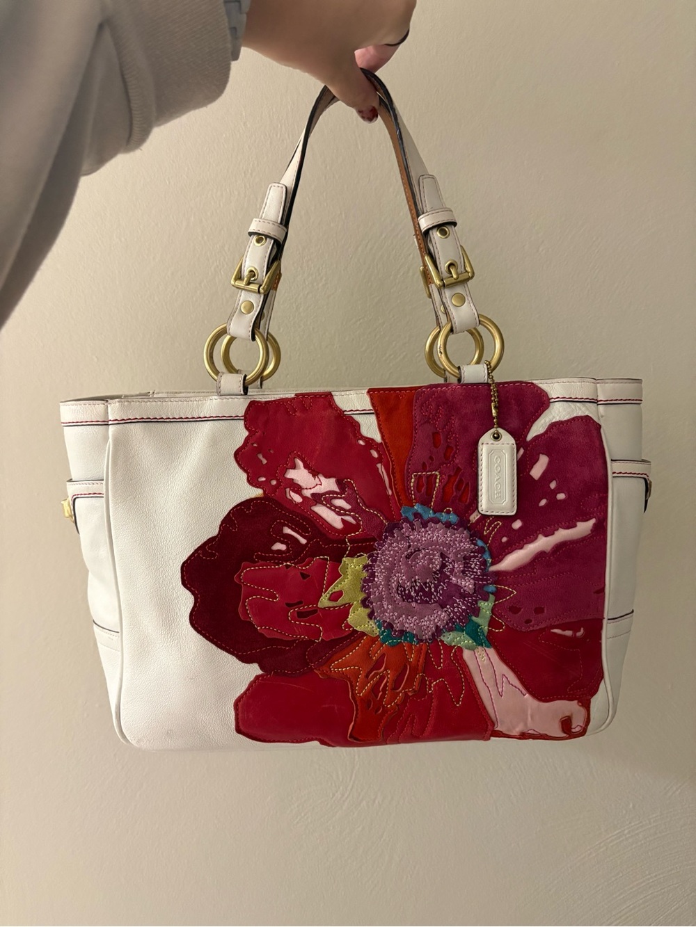 Vintage 2005 Coach Poppy for Peace Gallery Tote 9244 Floral Appliqué Y2K